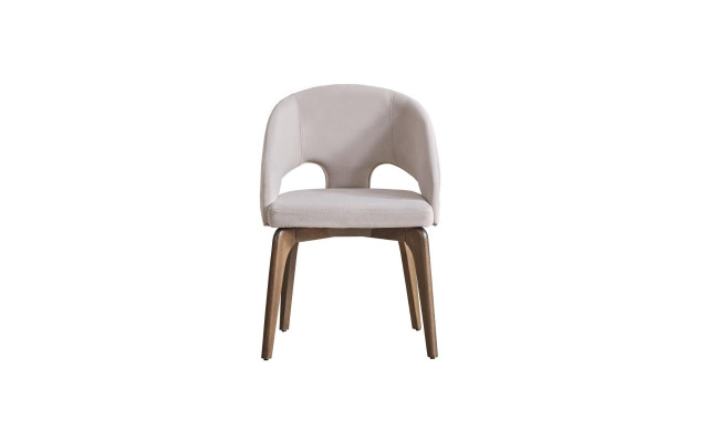 White dining chair, stylish single-seater upholstered chairs, modern wooden legs