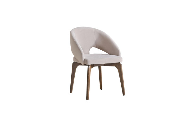 White dining chair, stylish single-seater upholstered chairs, modern wooden legs