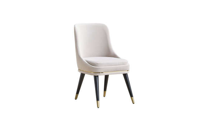 White modern dining chair, single-seater upholstery, stylish legs