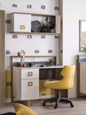 Desk Children's Room Set 3-Piece Shelf Computer Wood Chair Yellow New