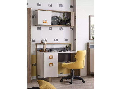 Desk Children's Room Set 3-Piece Shelf Computer Wood Chair Yellow New