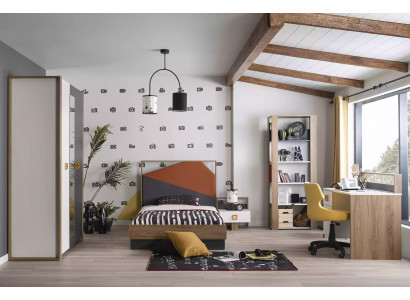 Children's room set bed frame bed set desk gray 5-piece wood