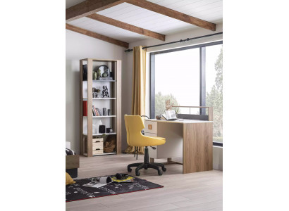 Children's desk, desk, bookshelf, wood, brown, 2-piece set, office