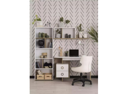 Children's desk desk bookshelf wood white 3-piece set design