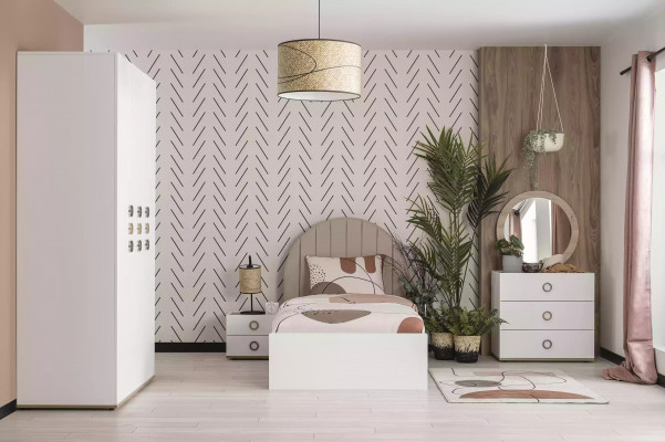 Children's Room Complete Bed Frame Children's Furniture Bed Wood White Set 5 Pieces