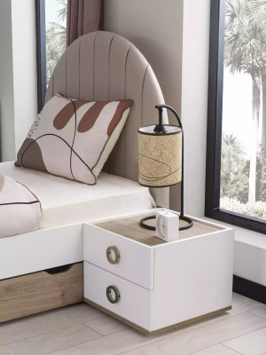 Youth bed set children's room nightstand bed wood white set of 4 pieces