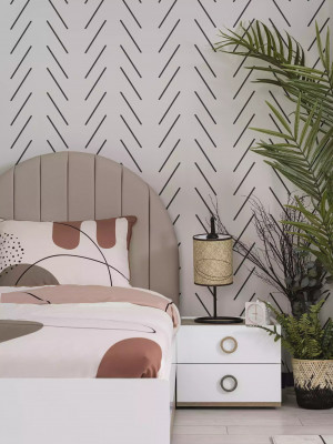 Youth bed set children's room nightstand bed wood white set of 4 pieces