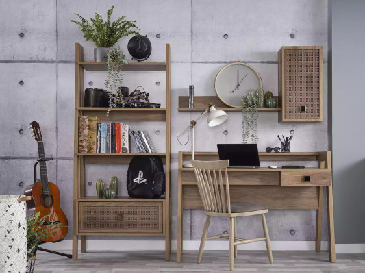 Children's desk desk bookshelf wood brown set of 3 shelves