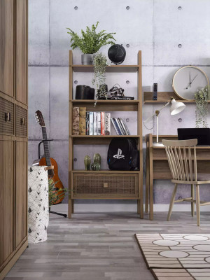 Children's desk desk bookshelf wood brown set of 3 shelves