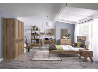 Children's Furniture Group Youth Bed Kids' Room Bed Wood Brown Set 8-piece