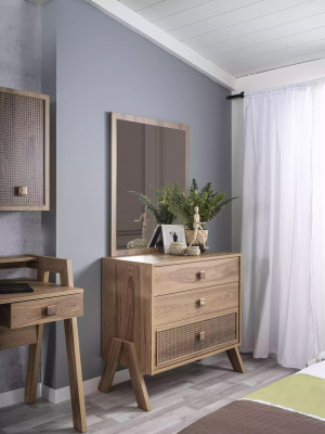 Children's room complete bed frame children's furniture bed wood brown set 4-piece