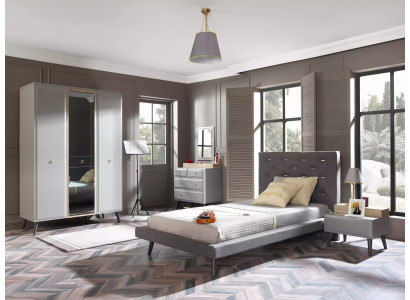 Children's furniture bed complete youth bed children's room wood gray set 4-piece
