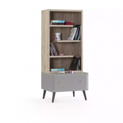 Computer desk, writing desk, children's desk, wood, gray, 3-piece set table