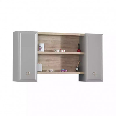 Computer desk, writing desk, children's desk, wood, gray, 3-piece set table