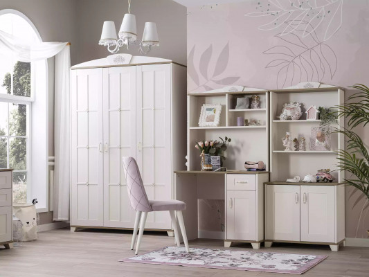 Children's Room Complete Chesterfield Children's Furniture Bed Wood Pink Set 8 Pieces