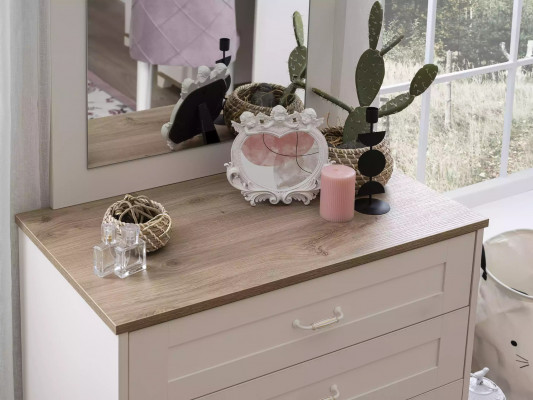 Bedroom furniture wardrobe set 3-piece chest of drawers wood white