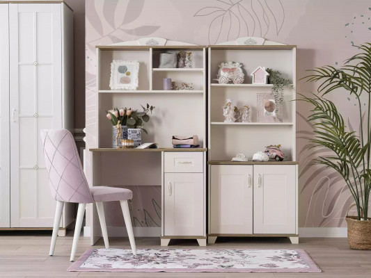 Computer desk, writing desk, children's desk, wood, bookshelf, white