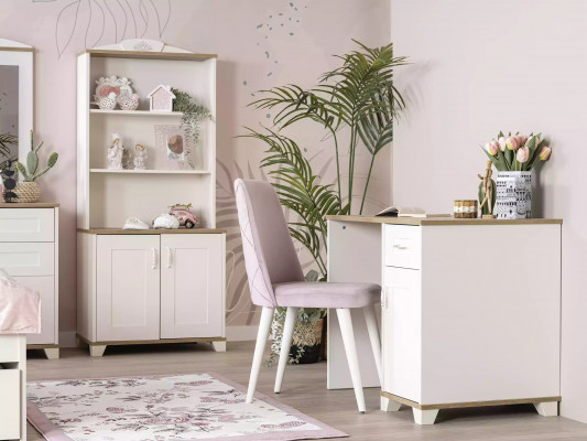 Computer desk, writing desk, children's desk, wood, bookshelf, white