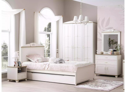 Functional bed extendable children's bed white set 5-piece wooden bed
