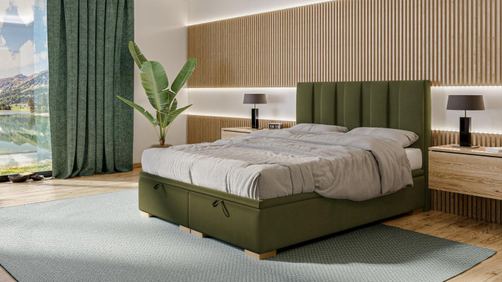 Bedroom bed double bed modern designer furniture green upholstered bed