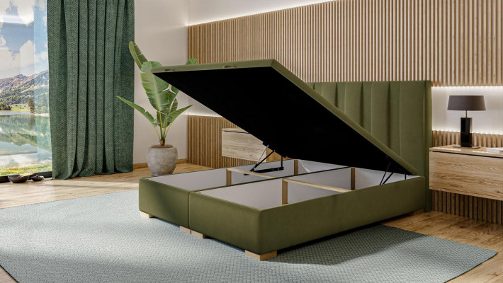 Bedroom bed double bed modern designer furniture green upholstered bed