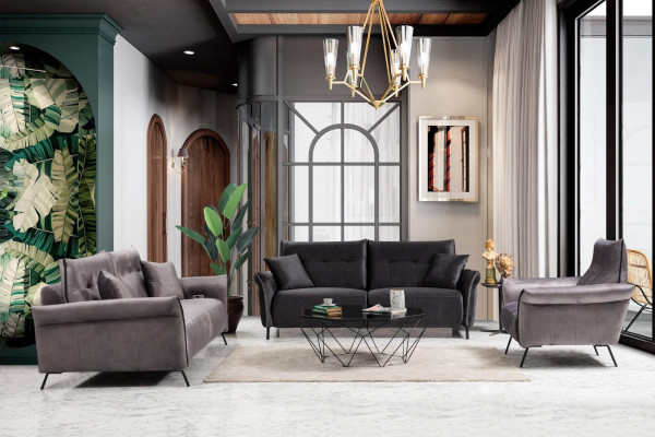 Modern sofa set 3 piece luxury armchair living room suite three-seater sofas
