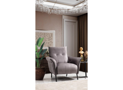Designer armchair living room furniture modern luxury armchair gray upholstery textile