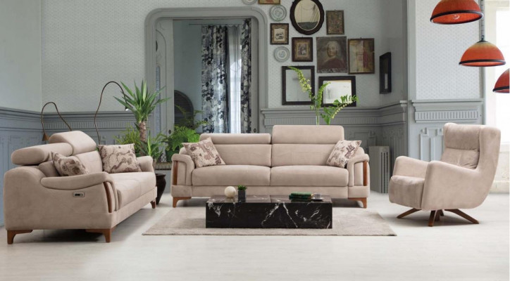 Sofa set living room three-seater sofa complete one-seater armchair textile furniture