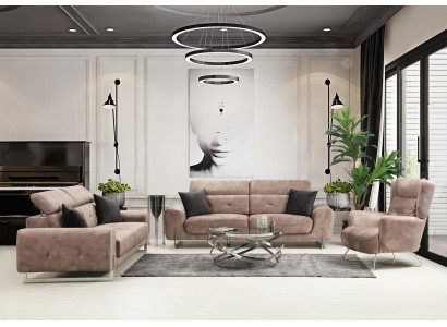 Sofa set three-seater sofas living room armchair modern design textile