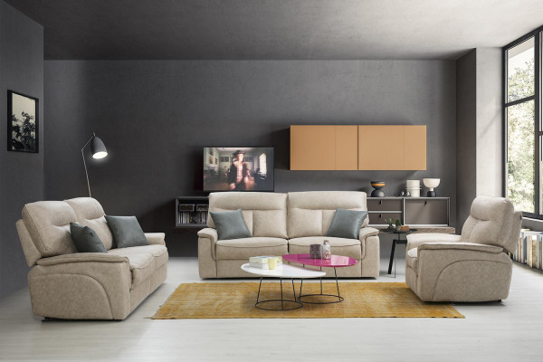 Designer sofa set 3-piece modern upholstered furniture complete living room