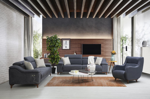 Sofa Set Complete Modern Living Room Textile Couch Luxury Upholstered Furniture