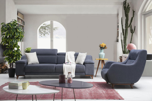 Living Room Complete 2 Piece Three-Seater Sofa Modern Armchair Textile New Furniture Couch