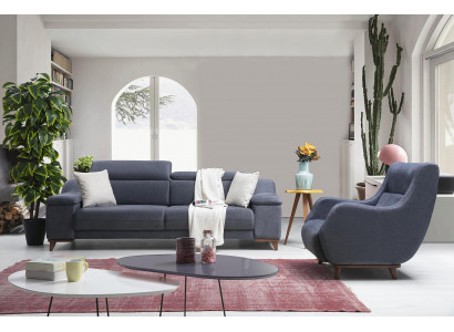 Living Room Complete 2 Piece Three-Seater Sofa Modern Armchair Textile New Furniture Couch