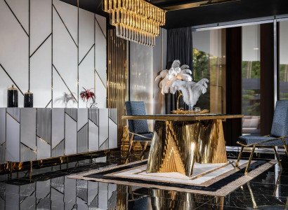 Dining room set chairs dining table sideboard tables 6-piece stainless steel gold