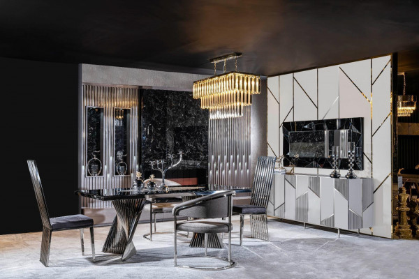 Living Room Suite Set Sideboard Mirror Furniture Group 2-Piece Dresser Gray