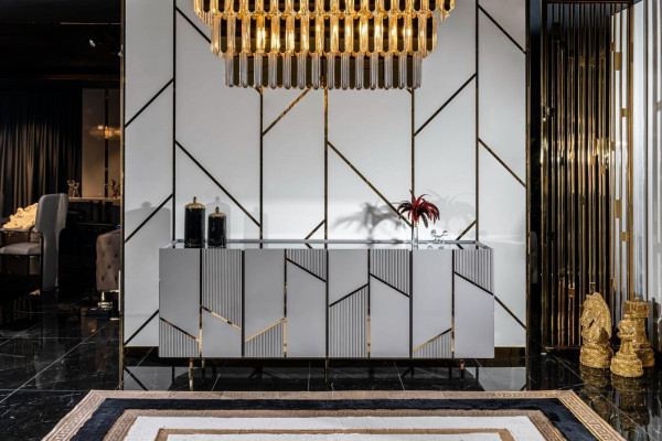 Living Room Suite Set Sideboard Mirror Furniture Group 2-Piece Dresser Gray