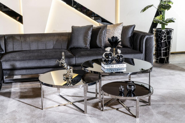 Living room coffee tables luxury design 3-piece set wood gray style modern table