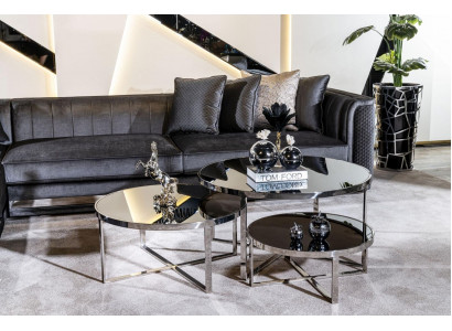 Living room coffee tables luxury design 3-piece set wood gray style modern table