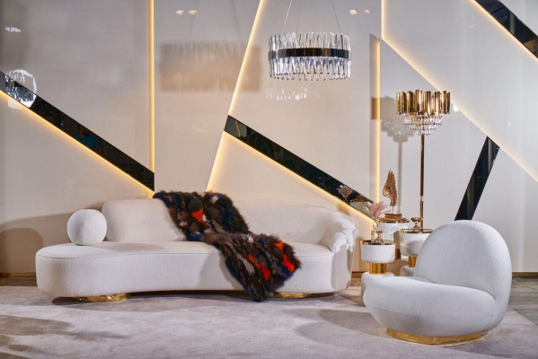 Luxury sofa set white sofa suite armchair 3+1 seat fabric design sofa group