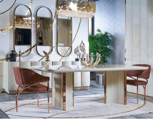 Luxury Tables Dining Table Dining Room Modern Gold Stainless Steel