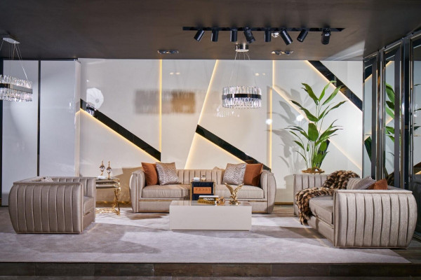 Designer sofa set 3+1 coffee table couch upholstery color beige sofa new