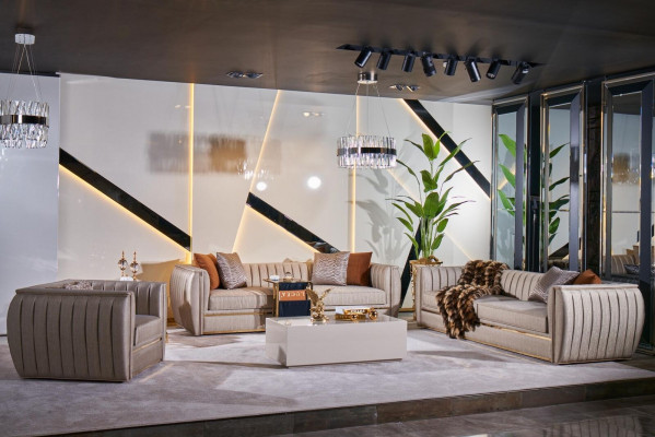 Luxury Beige Set Sofa Suite 3+3+1 Seater Coffee Table Sofa Armchair Sofas 5-piece