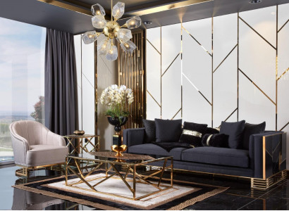 Sofa set luxury armchair 3+1 seater coffee table side table 4-piece set