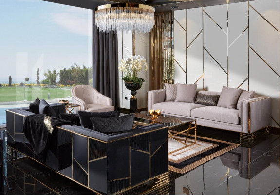 Sofa set luxury armchair 3+1 seater coffee table side table 4-piece set