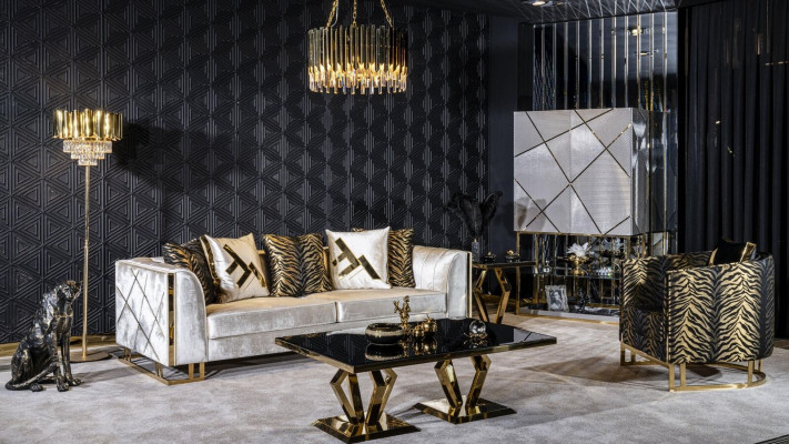 Living room sofa set 3+1 coffee table side table living room cabinet 4-piece set