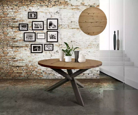 Dining room round dining table wood round kitchen table style modern brown 140cm