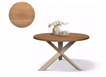 Round kitchen dining table coffee table color brown style modern wood 140cm