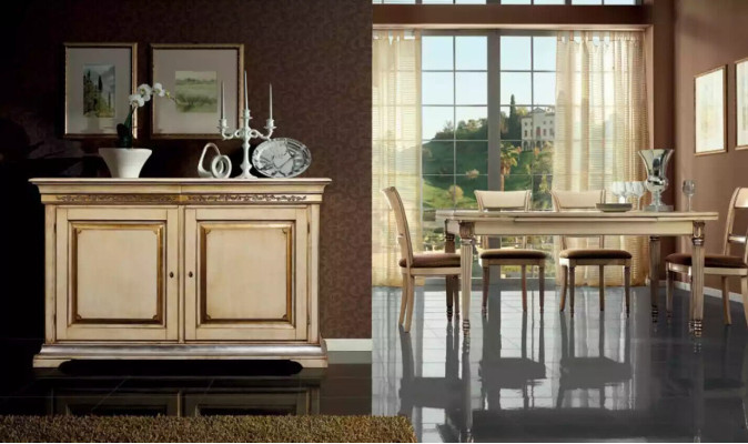 Exclusive 6-piece dining room set with sideboard and 4 chairs