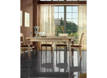 Italian style dining table, 4x chairs, wooden table, dining set, 5-piece design.