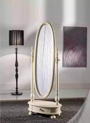 Classic living room large floor mirror beige wood frame design new